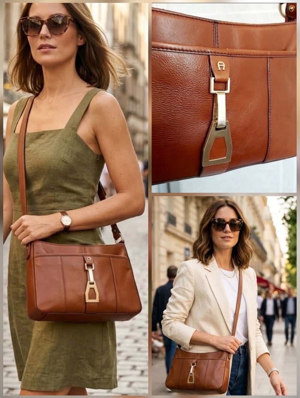 💙Etienne Aigner >>>100% Genuine Leather Brown Baguette 🤍Shoulder Bag